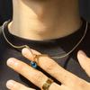 Stainless Steel Lucky Blue Evil Eye Pendant Necklace for Men Women Twisted Golden Chain Collarbone Chokers Jewelry Gift