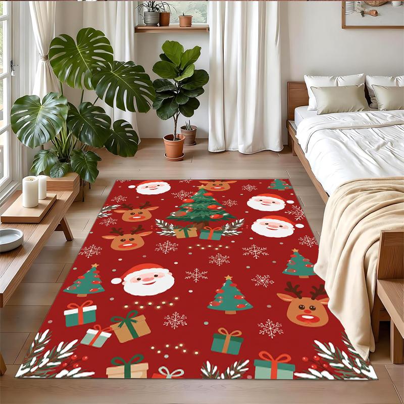 Christmas Printed Square Area Rug Soft Non Slip Floor Carpet For Bedroom Holiday Gift
