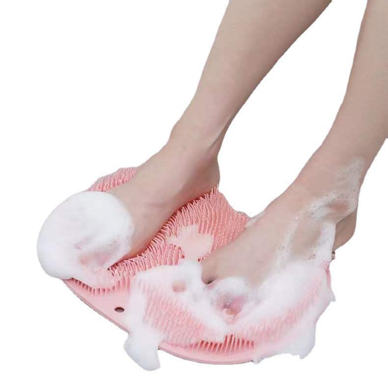 Silicone Foot Scrubber & Bath Back Brush: Massage & Cleanse Pad for Lazy Bathing
