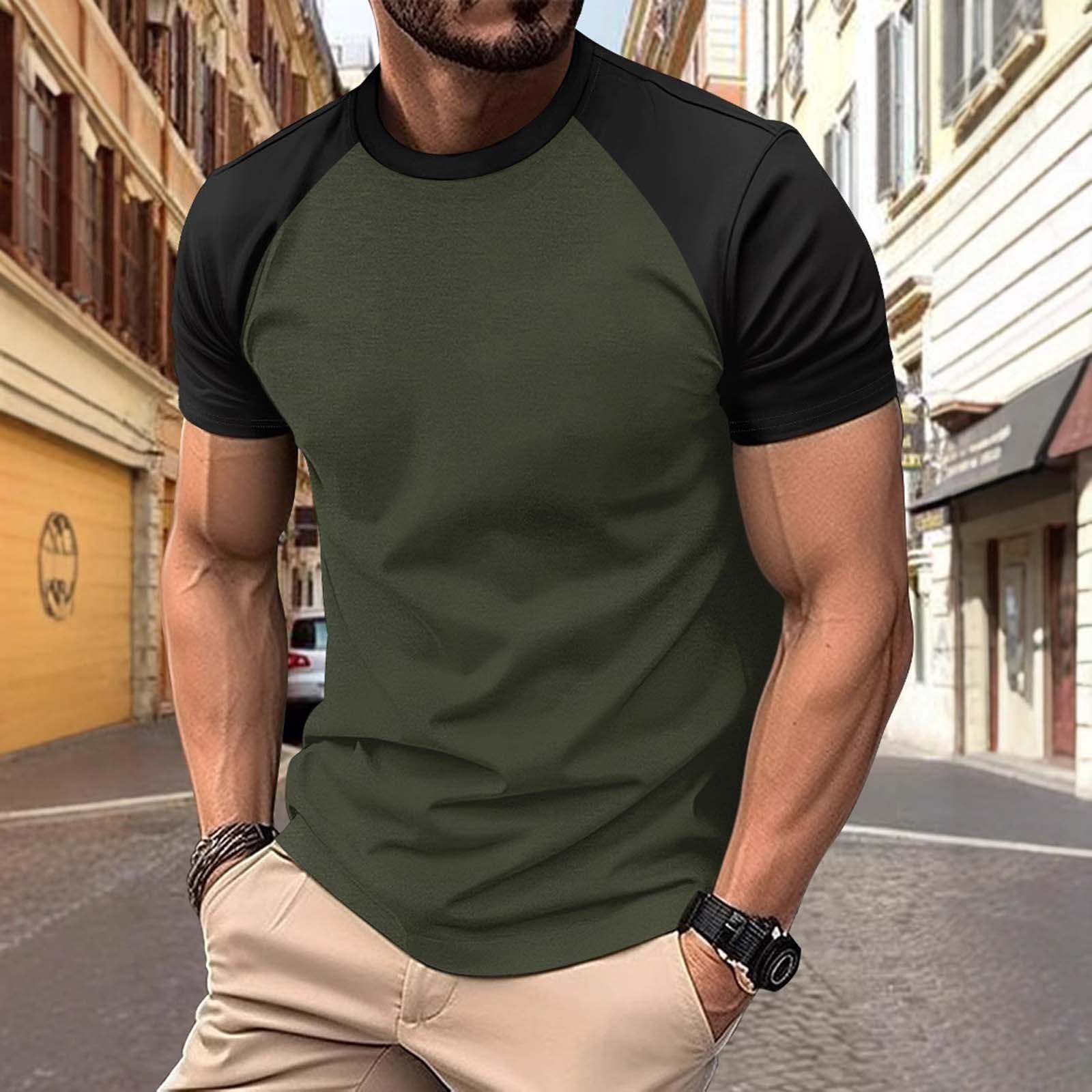 

Мужская футболка с короткими рукавами SolidColorSports Fashionable ColorBlocked Shoulder Sleeved T-shirt XL