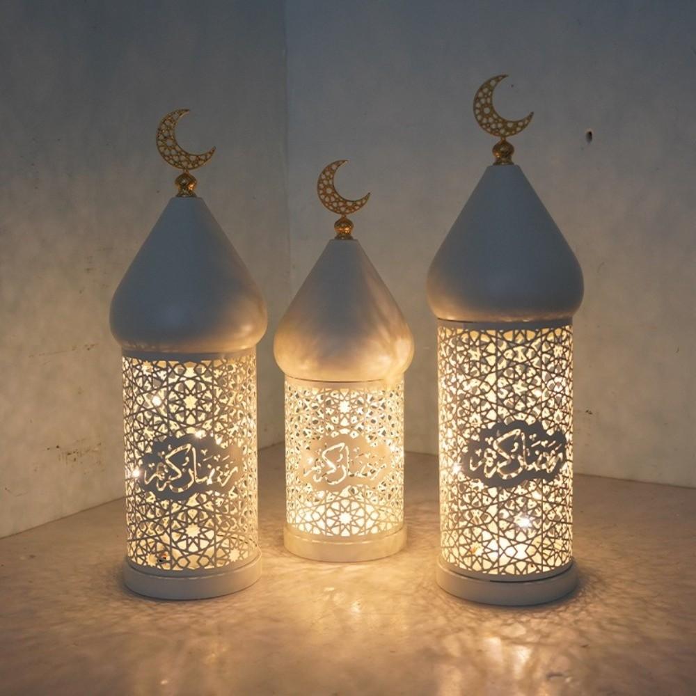 Hollow Pattern Moroccan Night Light Soft LED Light Masjid Lantern Moon LED Lamp  Eid Mubarak