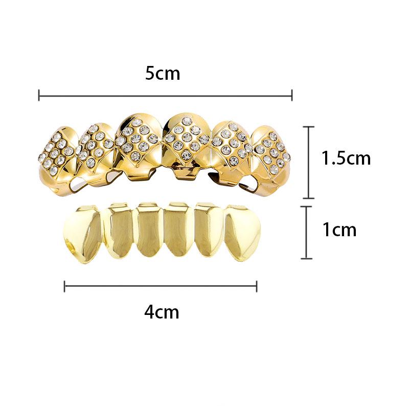 Pozłacane 18-karatowym złotem rombowe diamentowe grillz wampirze na Halloween
