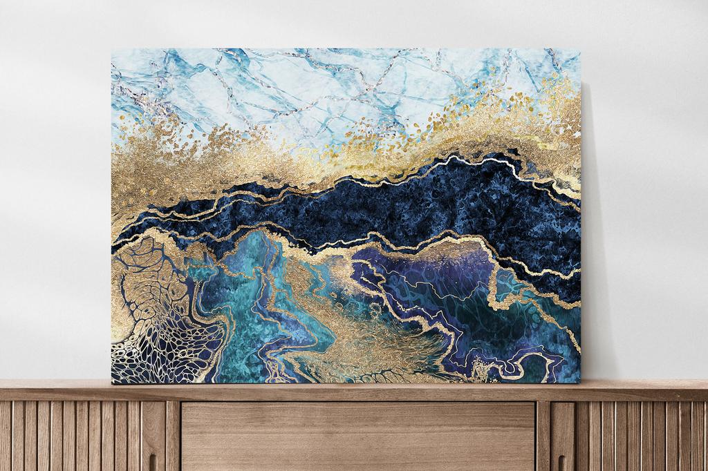 Poster Abstract Gold Blue Level