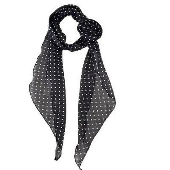 Women's French Retro Black Polka Dot Silk Scarf - 2025 High-End Layered Ribbon Hair Tie & Square Scarf Accessory
