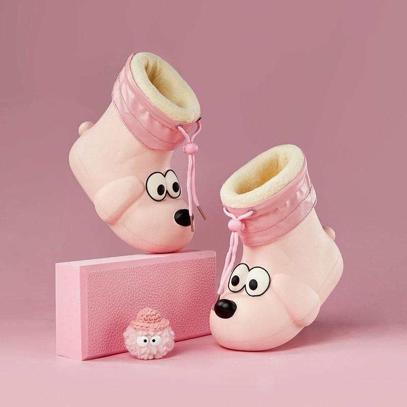 Cartoon Rain Boots Non-slip Outdoor Cute Children's Mid-tube Waterproof Rain Boots Boys and Girls Puppy Cotton Rain Boots