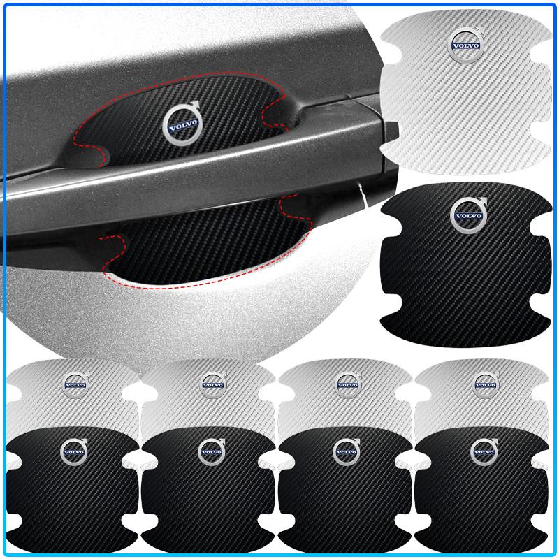 4Pc/Set Car Door Handle Sticker Carbon Fiber Scratches Resistant For Volvo 240 C70 S40 S50 S60 S70 S80 S90 V40 V50 V60 V90 XC40 XC60 XC90 Vnl Truck