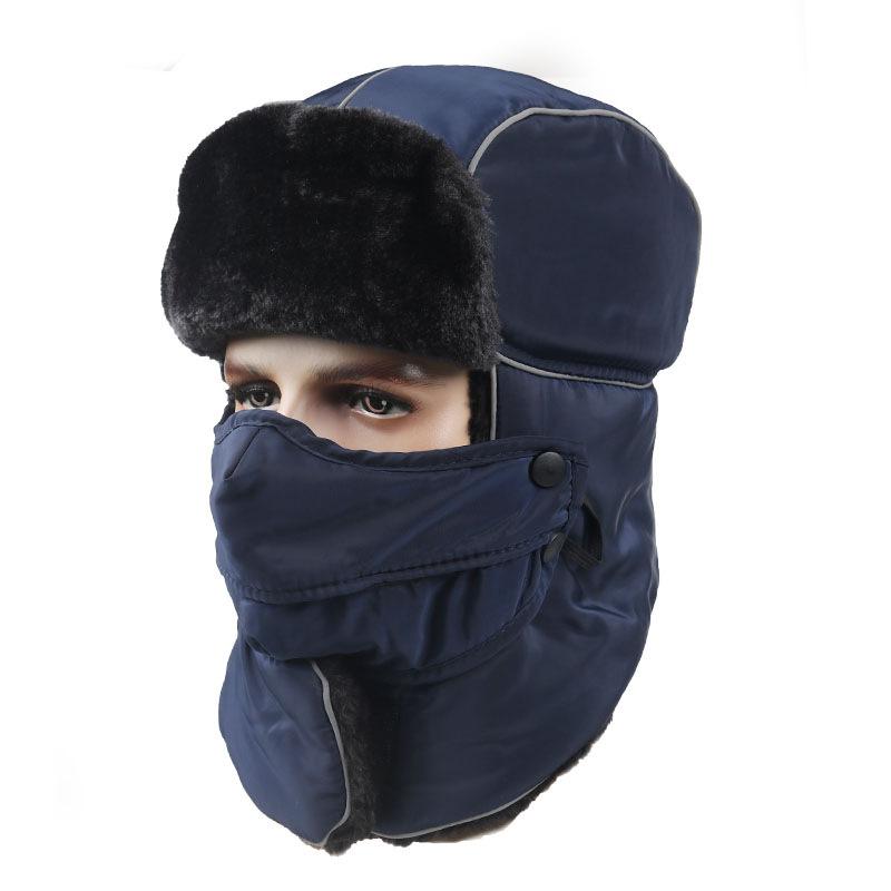 

Новые шапки мужские и женские зимние шапки-манишки, синие уличные ветрозащитные утолщенные теплые лыжные шапки One size