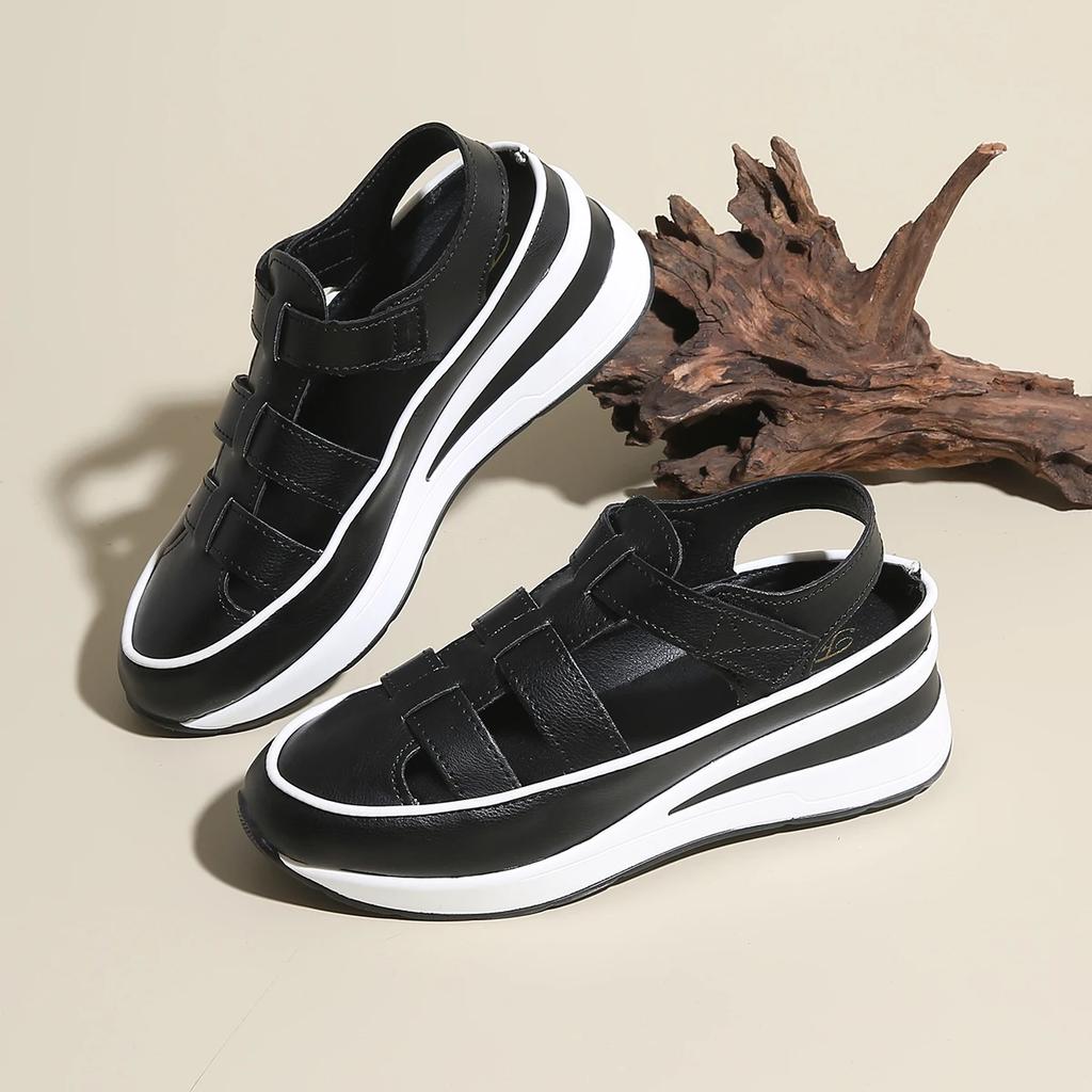 Fashion Women Shoes 2024 New Closed Toe Women Sandals Fashion Rome Casual Sandals Women Hollow Platform Wedges Plus Size Sneakers Female