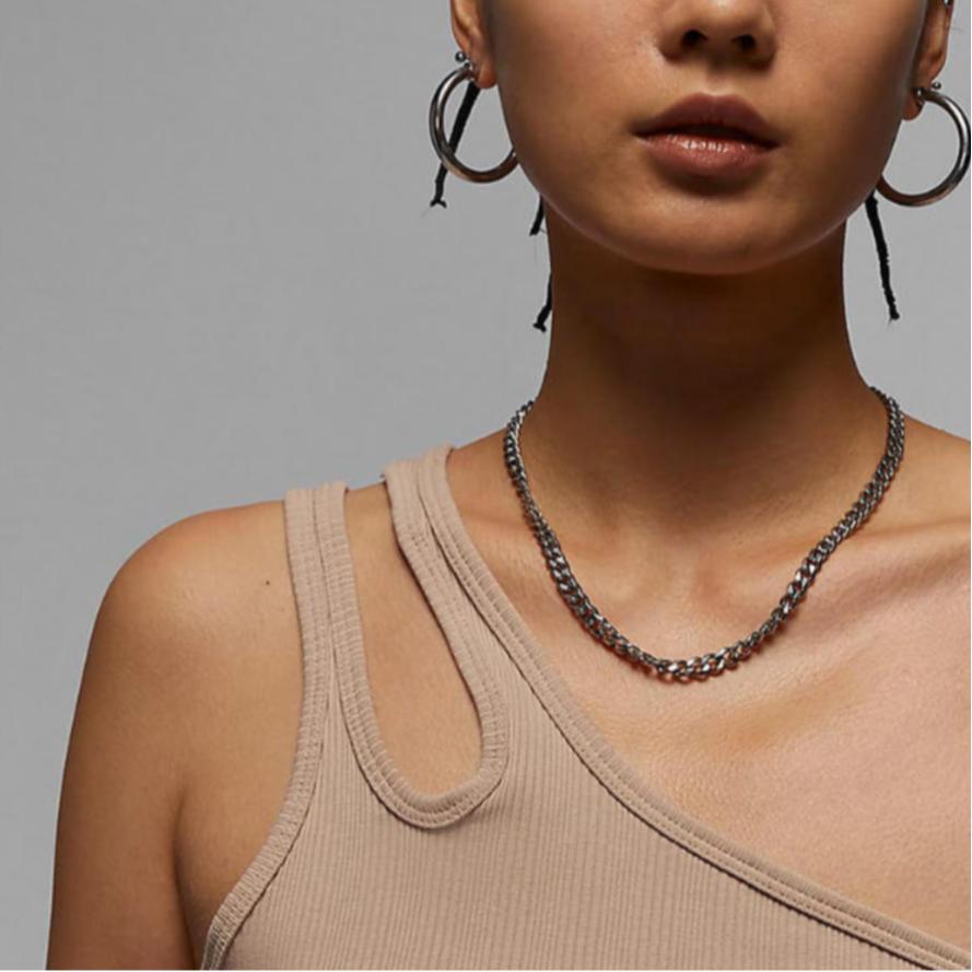 Jordan Solid Color Brand Small Logo Embroidered Comfortable Knit Vest Women tops Khaki FN5799244