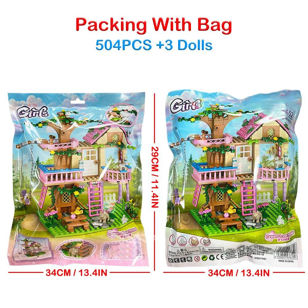 504 stücke Freunde Stadt Baum Haus Sommer Urlaub Villa Burg Bausteine Sets Figuren Garten DIY Spielzeug für Kinder Mädchen Geburtstag geschenk