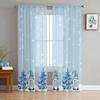 Christmas Blue Snowflake Gnome Sheer Curtains for Living Room Decoration Window Curtains Kitchen Tulle Voile Curtains