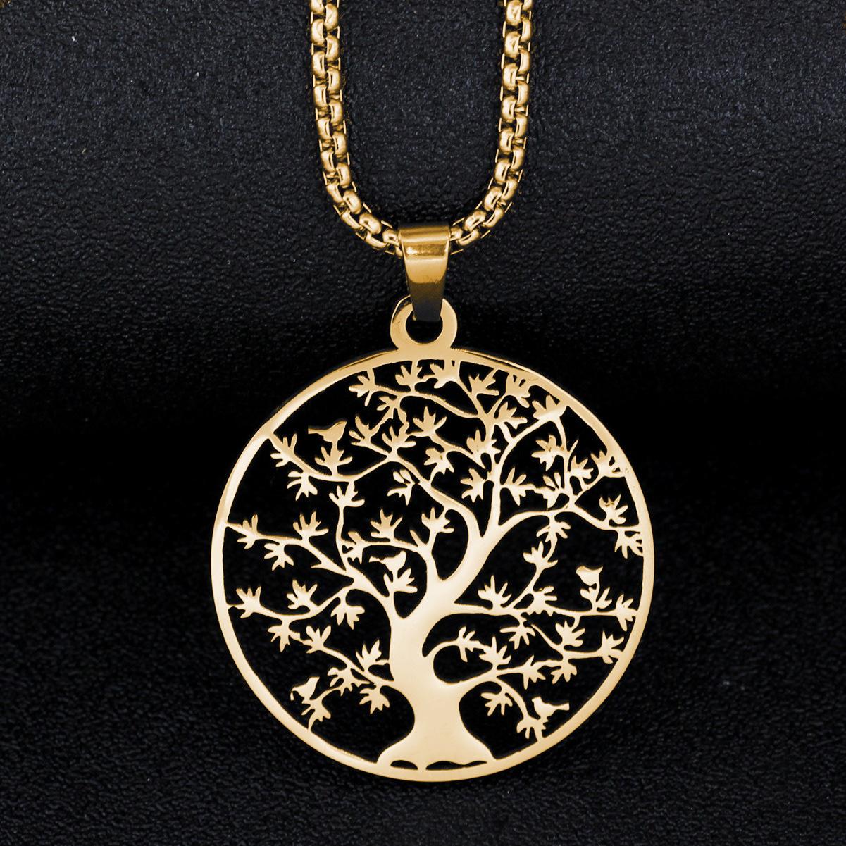 Necklace: after All Hardships Come Happiness, Tree of Life, Versatile Snake Bone Chain Pendant 50CM(Necklace Size)