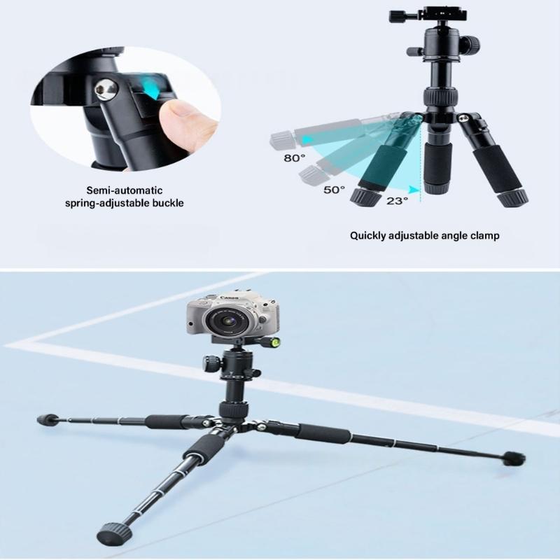 Adjustable Aluminum Alloy Camera Tripod With Quick Release Plate And Retractable Legs For Stable Shoot Flexible Angled