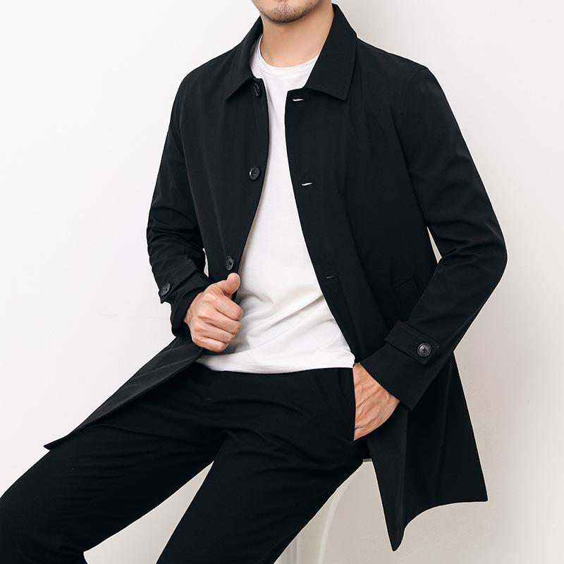 Spring and Autumn Business Casual Men's Mid-length Lapel Coat