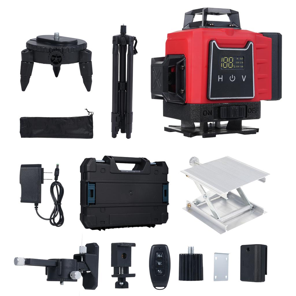 Multifunctional 4D 16 Lines Laser Level 3 Degrees  Selfleveling Machine with Level Bubble Powered by