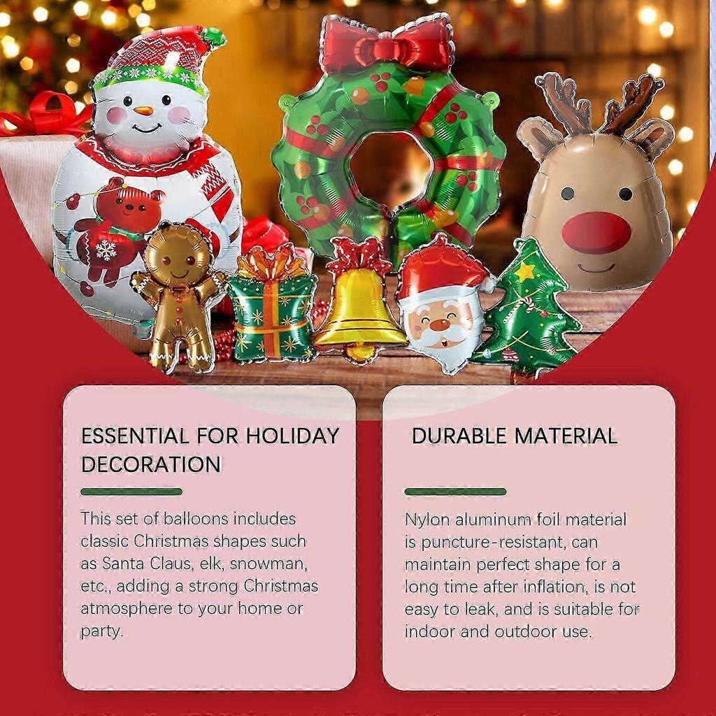 Durable Christmas Foil Balloons - Santa, Reindeer & Snowman Decor for Indoor & Outdoor Holiday Parties