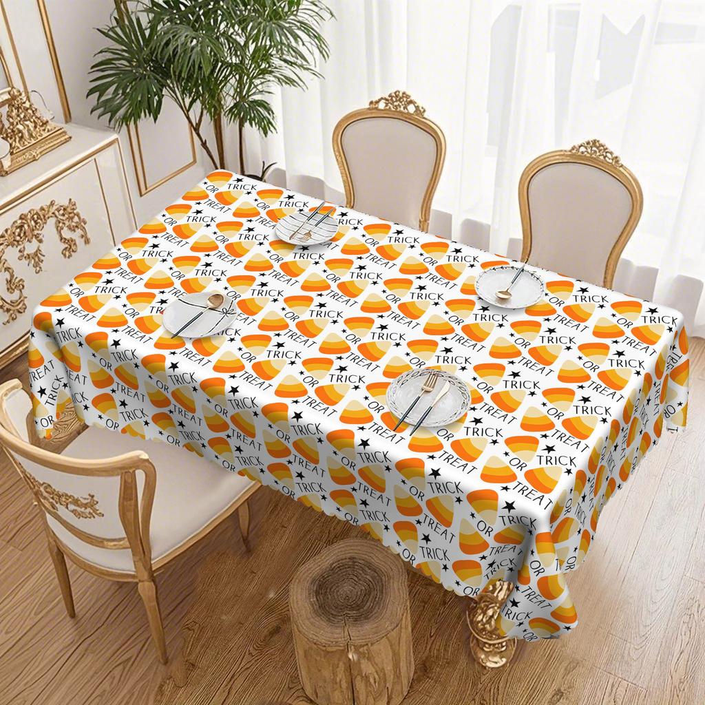 1 Halloween-Themed Tablecloth, Candy Pattern, Round And Rectangular Tablecloth, Suitable For Home Decoration