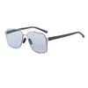 New retro double beam metal frame sunglasses for men and women outdoor versatile photosensitive discoloration trendy cool sunscreen sunglasses