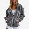 European and American Golden Velvet Hooded Sweater Autumn and Winter Loose Zipper Cardigan Jacket Casual Top