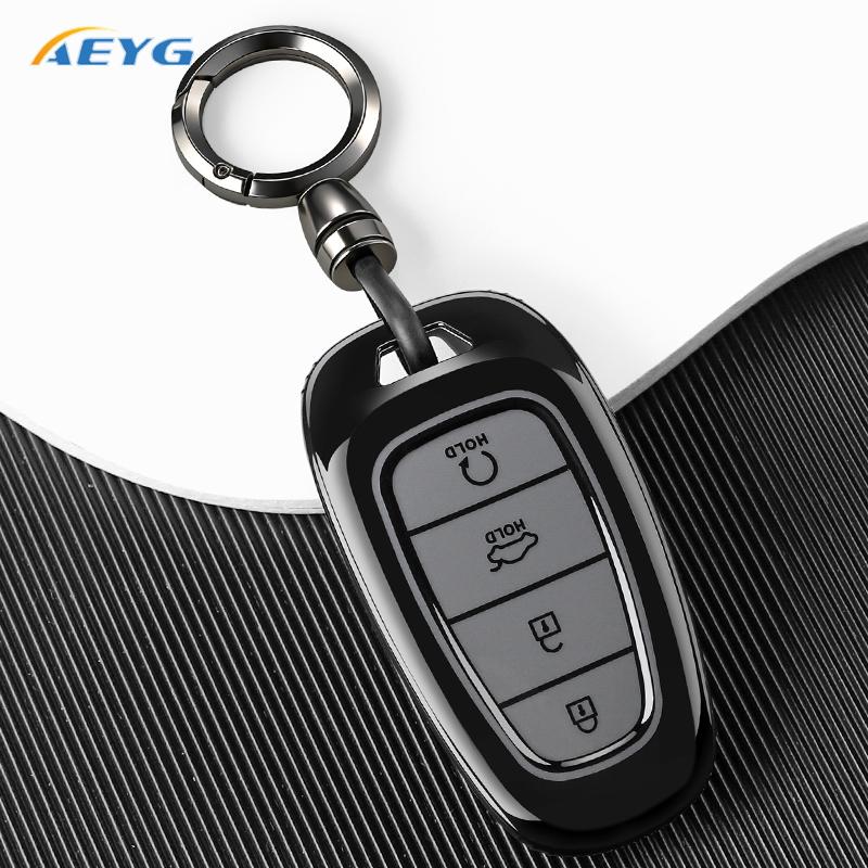 

Fashion Tpu Car Key Case Protector Accessories For Hyundai Santa Fe Tucson Nexo Nx4 Ioniq 5 Atos Prime Solaris 4 Buttons