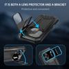 Invisible Stand Metal Tri-Proof Phone Case for iPhone 17/16Pro, Sliding Window Drop-Proof Protective Cover.