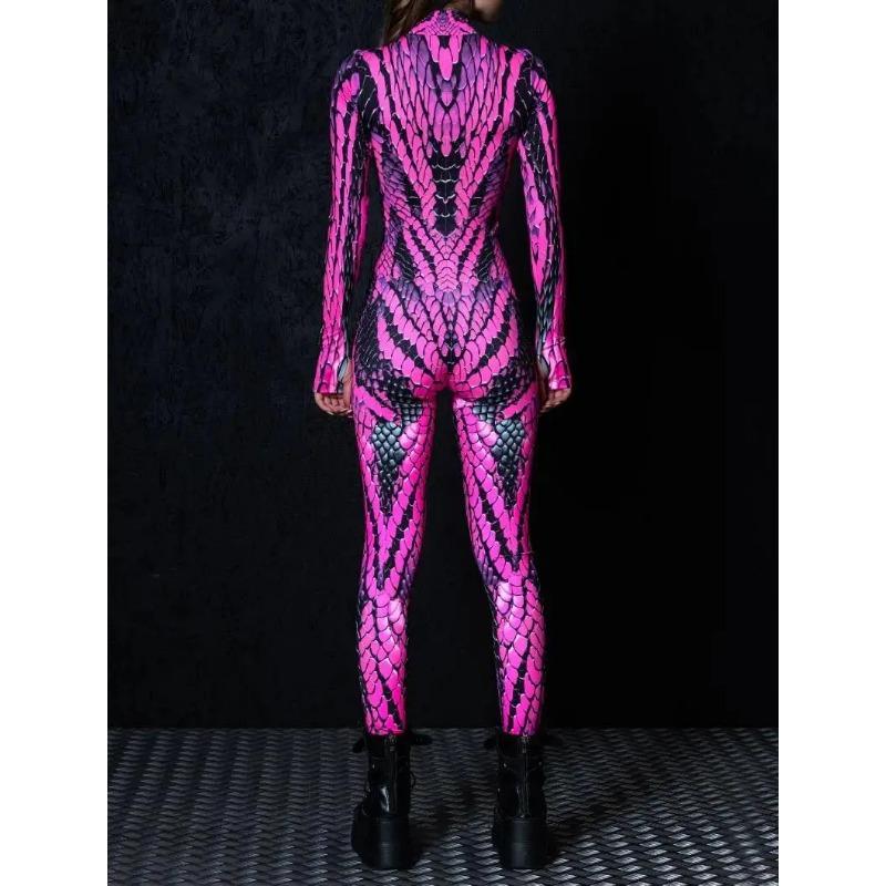 3D Digital Printing Stage Performance Costumes Adults Halloween Events Carnival Theme Party Cosplay Outfit Pretend Game Jumpsuit