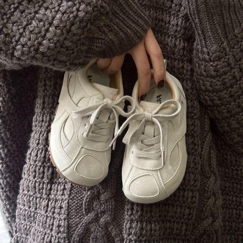 Korean-style children s sports shoes, new spring and autumn soft leather boys  training shoes, girls  casual shoes, soft-soled baby sneakers 22 бежевый