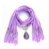 Fashion Female's Long Resin Little Rhinestone Pendant Shawl Scarf Necklace Scarf With Pendant