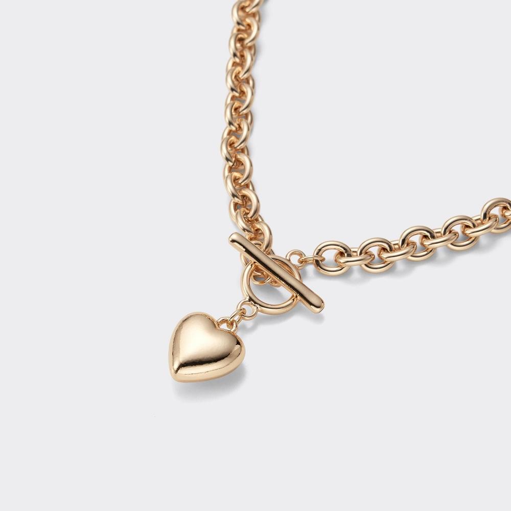 GU by Uniqlo Heart Motif Volume Chain Necklace