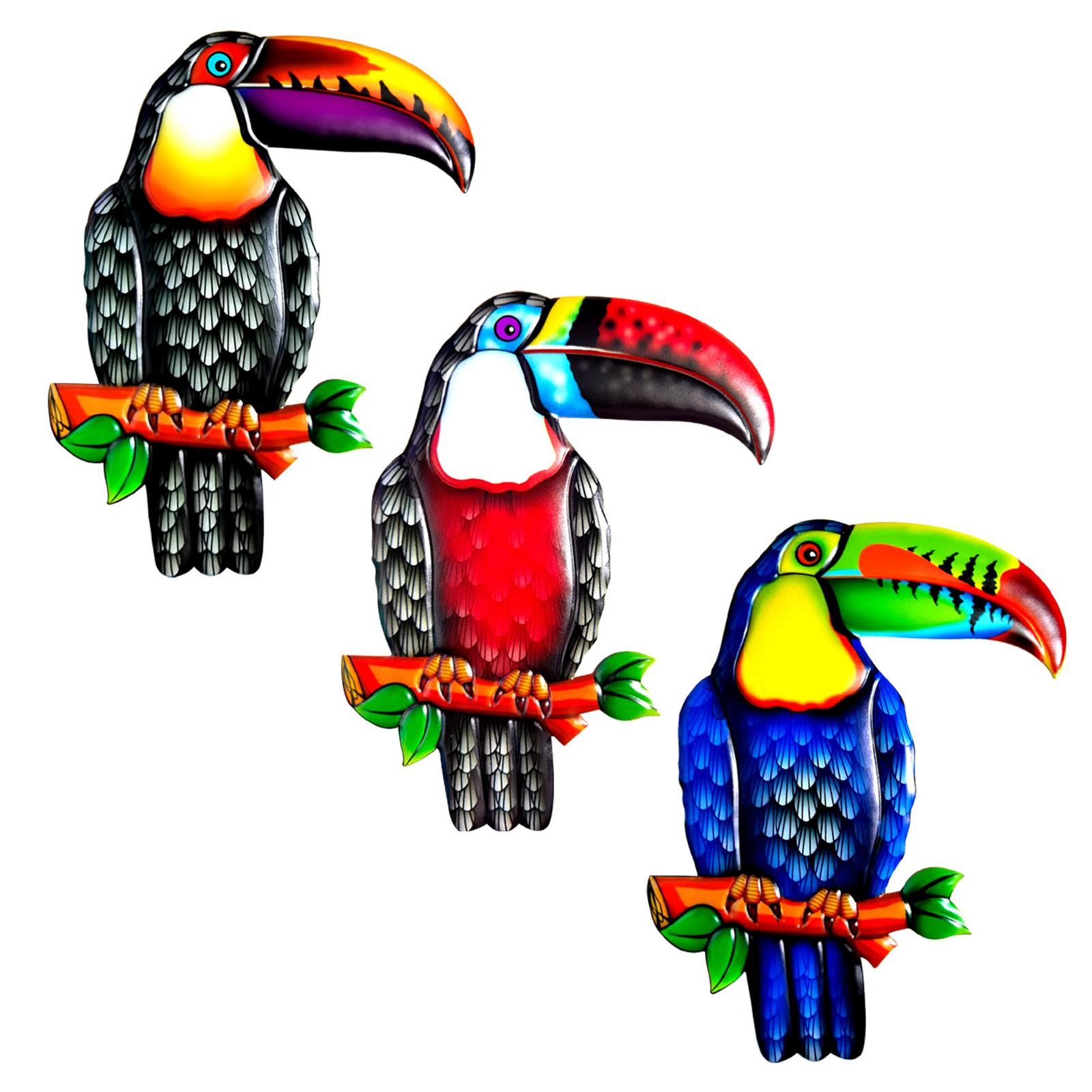 

3pcs Tropical Bird Hanging Ornament Waterproof Lightweight Outdoor Garden Fence Wall Art For Wall Decor mixed color