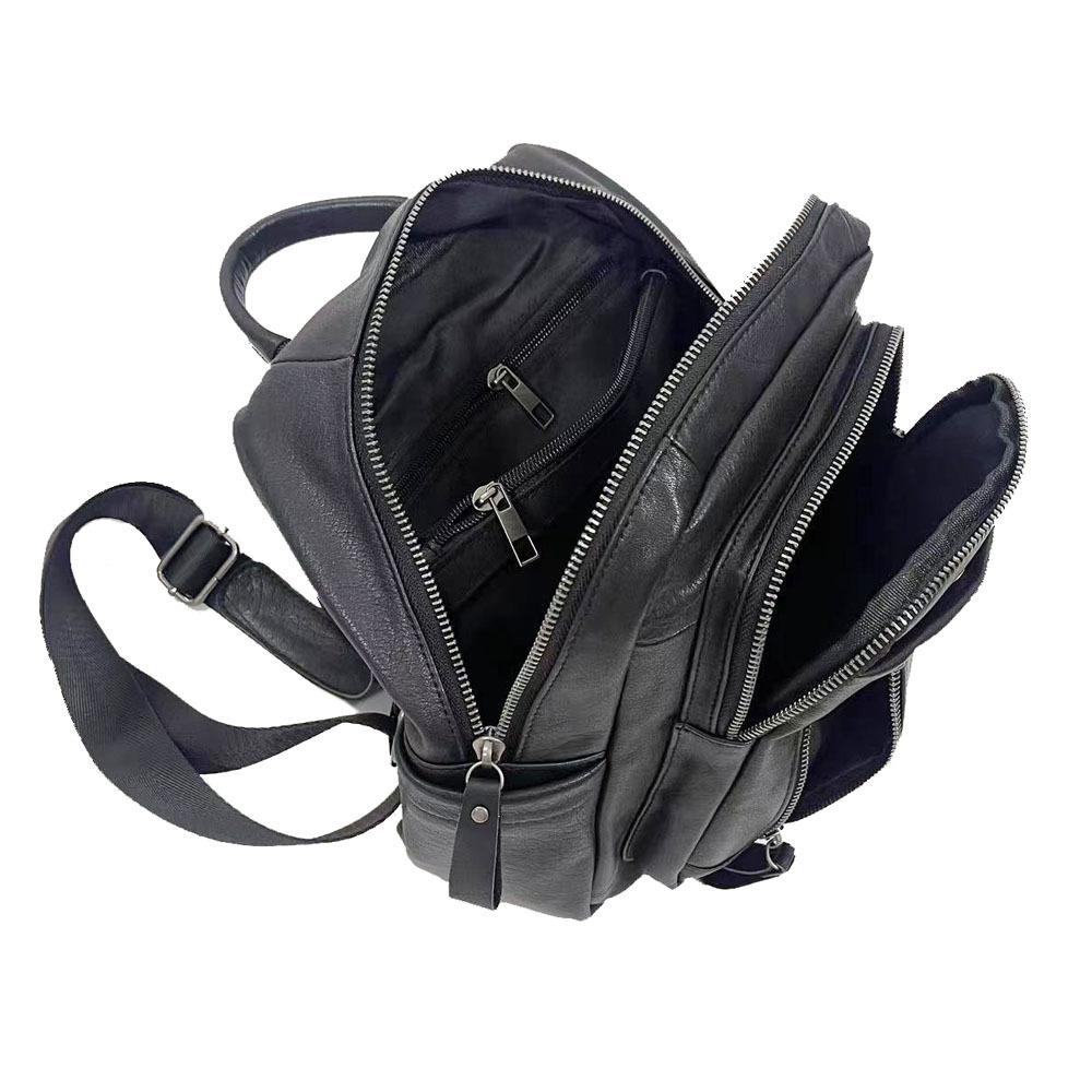 Leather Backpack Women'S Schoolbag Black Soft Cowhide Casual Backpack Small Women Travel Backpack