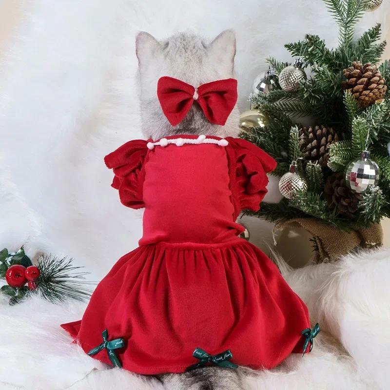 Christmas Pet Dresses for Dog Comfortable Cat Dog Skirts Plush Sweet Pet Puppy Skirts Skin Friendly Dog Dresses Pet Accessories