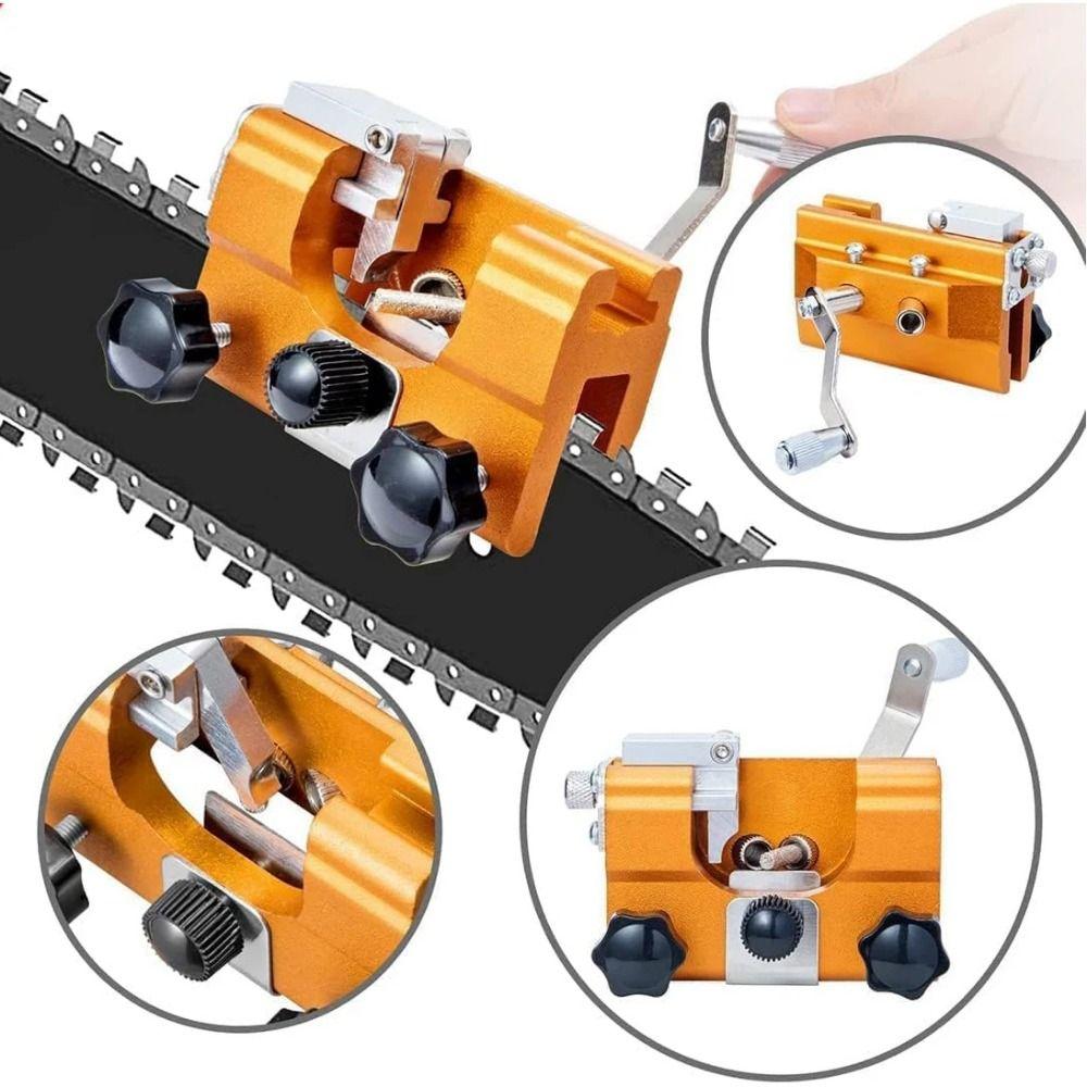 Portable Hand-cranked Chain Grinder Quick Sharpening Chain Grinder Hand Chain Sharpener for Chain Saws 3pcs Sharpening Heads