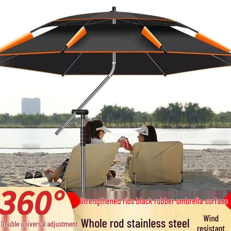Universal Large Outdoor Fishing Umbrella: Thickened Black Glue for Sun & Rain Protection, Sun Shade & Cane Functionality