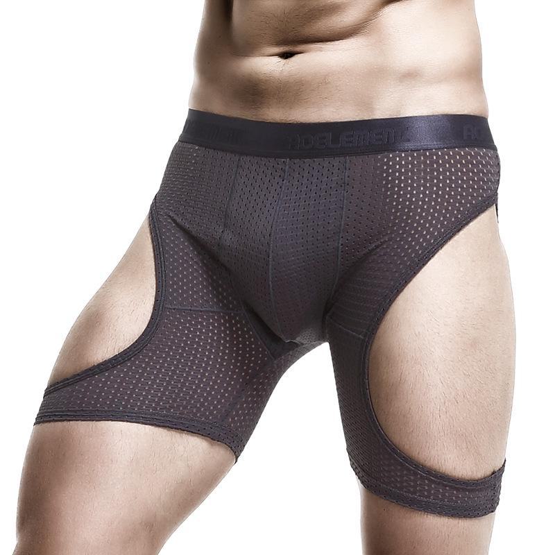 Men's Anti-Friction Ice Silk Long Boxer Briefs - Large Size Sports Running Tights