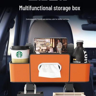 Multifunktionaler Auto-Sitzrücken-Organizer mit Taschentuchbox und Haken für Getränkehalter