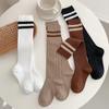 1 Pairs/ Kids Knee High Long Socks Soft Cotton Black White Stripes Children Sports Socks Boys Girls Classic Preppy Style Sock