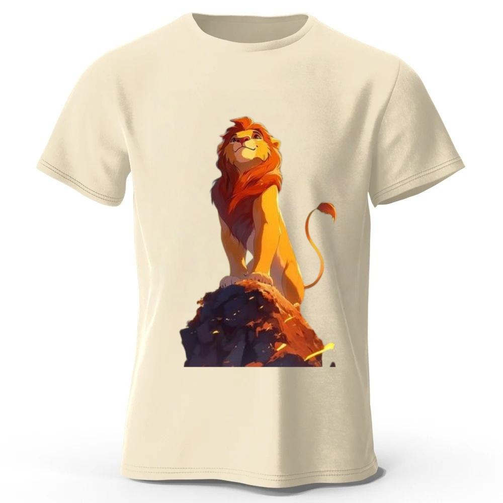 Durable Lion King Simba Highquality Pure Cotton Tshirt for Men Daily Leisure Running Fitness Short Sleeved Quick Drying Design