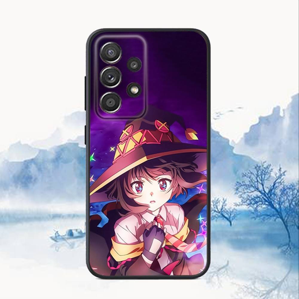 Megumin Anime K-KonoSubaS Phone Case For Samsung S25,S24,S21,S22,S23,S30,Ultra,S20,Plus,Fe,Lite,Note,10,9,5G Black Cover