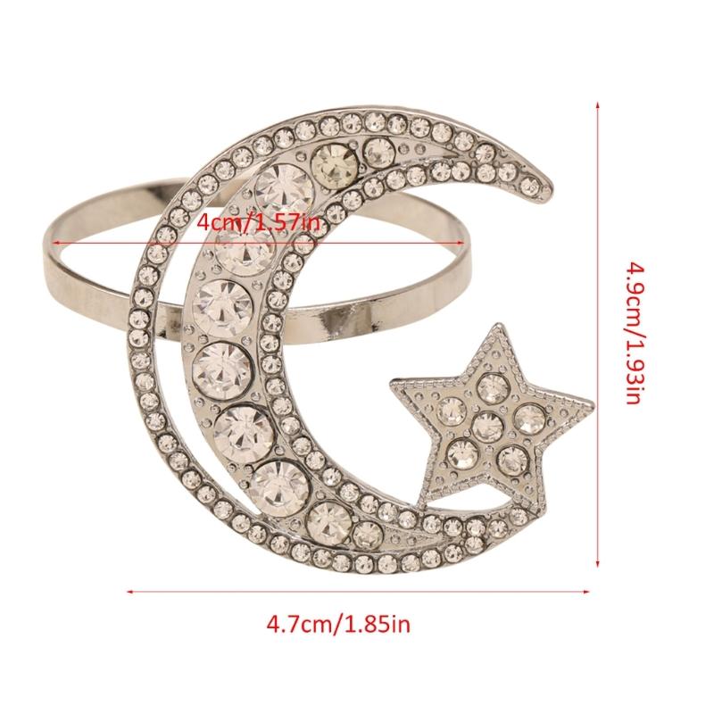 6 Pack Moon and Star Napkin Rings Festival Serviette Holder Napkin Buckles Serviette Rings Alloy Material for Napkin
