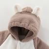 Coral Fleece Baby Jumpsuit Cartoon Hooded Newborn Romper Autumn Winter Warm Toddler Onesie Thicken Cotton Infant Outfit 0-24M