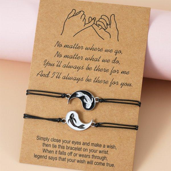 Yin Yang Tai Chi Fisch Armband für Damen Herren Nationales Dripping Oil Freundschaft Partner Armbänder Schmuck Geschenk