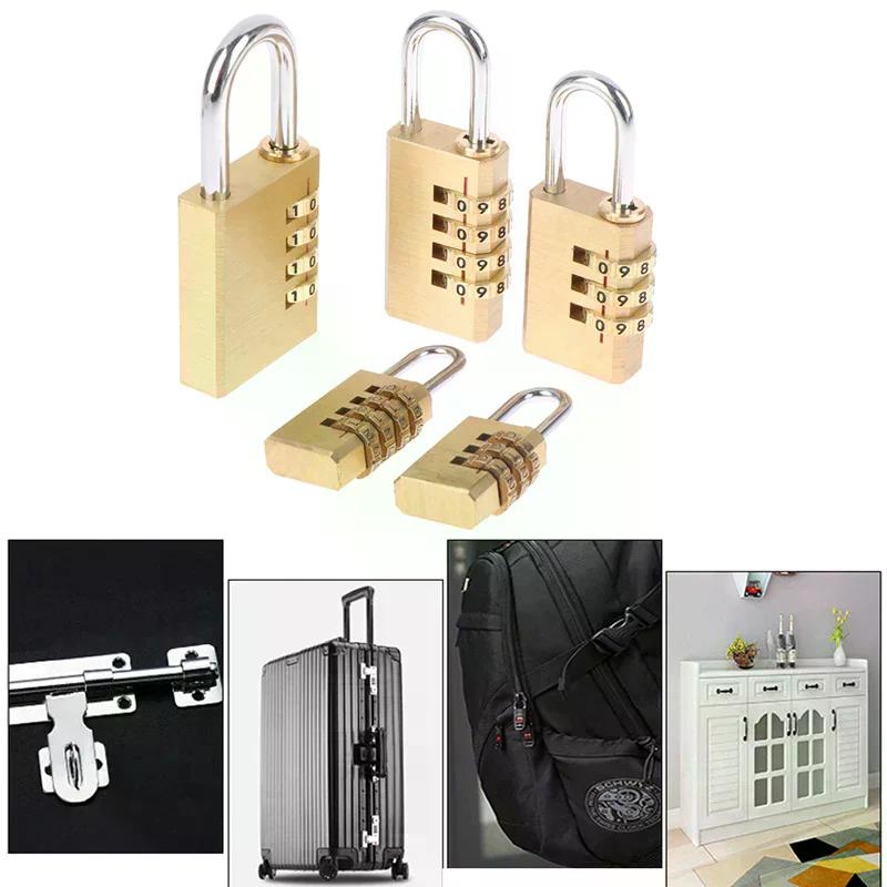Brass Mini 3/4 Digits Number Code Lock Combination Padlock Pad Lock Resettable For Travelling Bag Door Cabinet