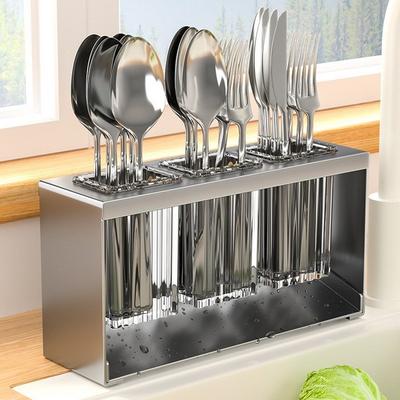 ZOZOFO Drenagem recipiente de talheres organizador de talheres garfo de cozinha recipiente de talheres 3 peças, 1 peça, cinza, utensílios de mesa populares coreanos