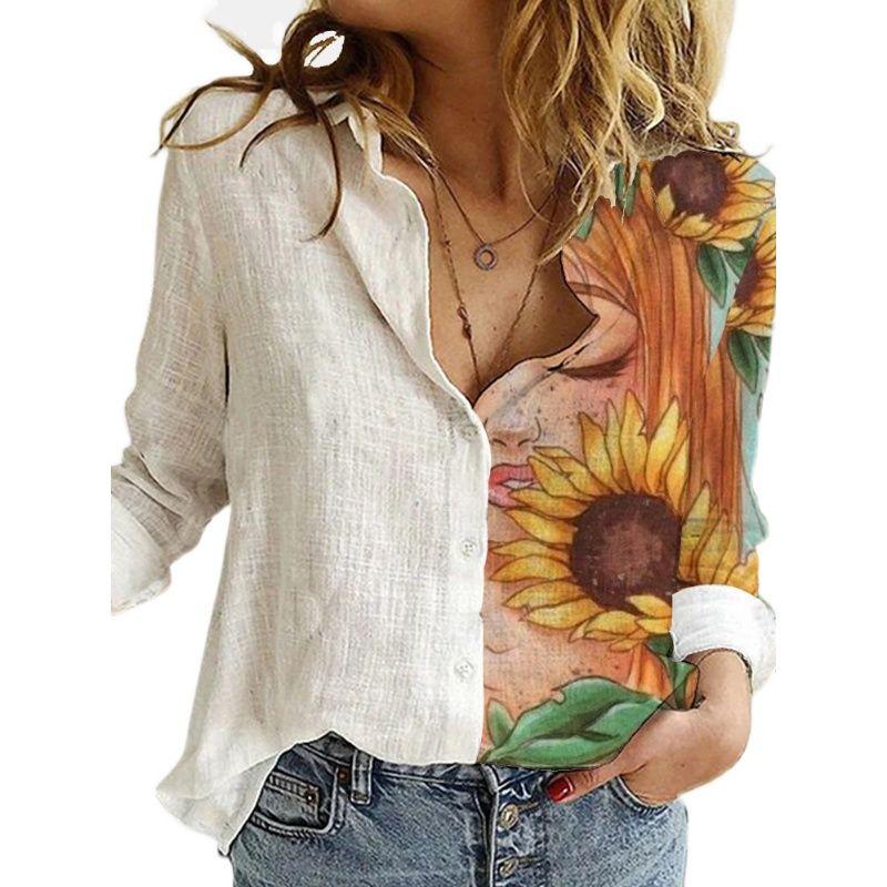 

European Station Floral Button Fashion Wish Long Sleeve Shirt Color S