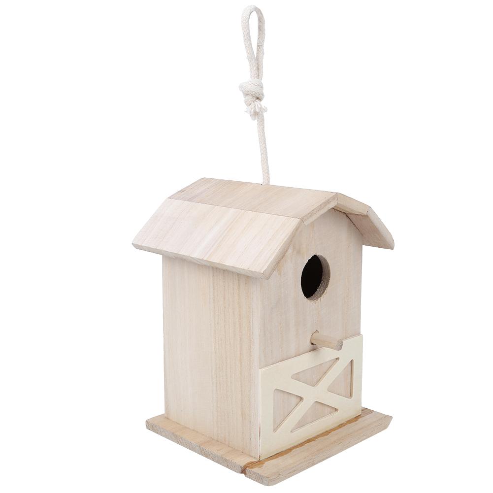 Mini Outdoor Wooden Bird House Nesting Cage Accessory for Garden Patio Decoration Ornament