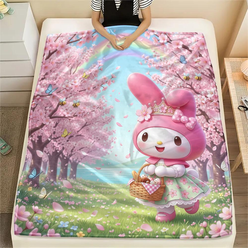 

1 шт. Фланелевое одеяло My Melody с розовым принтом, Высококачественное, Для всех сезонов, Декор для дома, Тепло и комфорт, Идеально подходит для рождественских подарков 80cm x 120cm