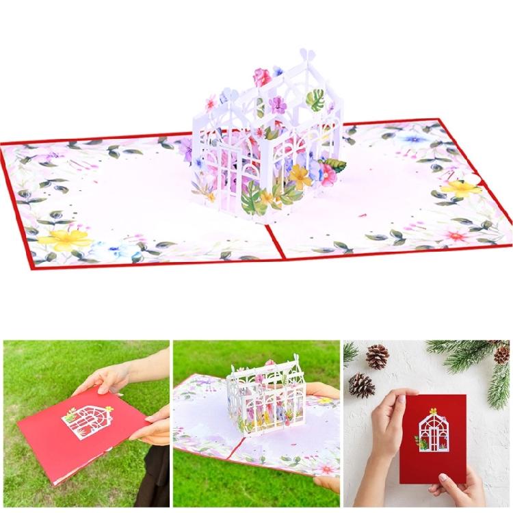 Stylish 3D Popup Paper Card Bright 3D Flower House Popup Card Elegant Moving Gift for Friend and Family