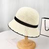 Women's summer cut-out color block short-brim fashion basin hat travel sunshade hat