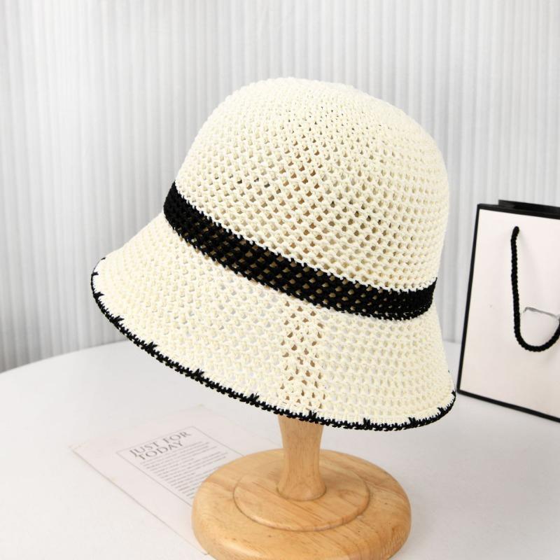 Women's summer cut-out color block short-brim fashion basin hat travel sunshade hat